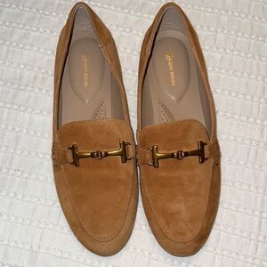 Giani Bernini Tan Suede Loafers with Gold Hardware